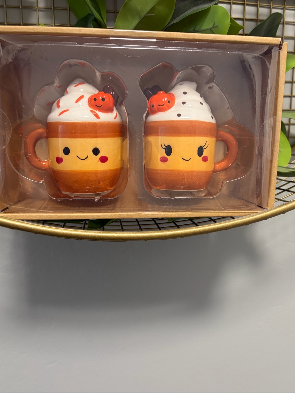 Cute Orange Pumpkin Spice Mug Salt and Pepper Shaker Set